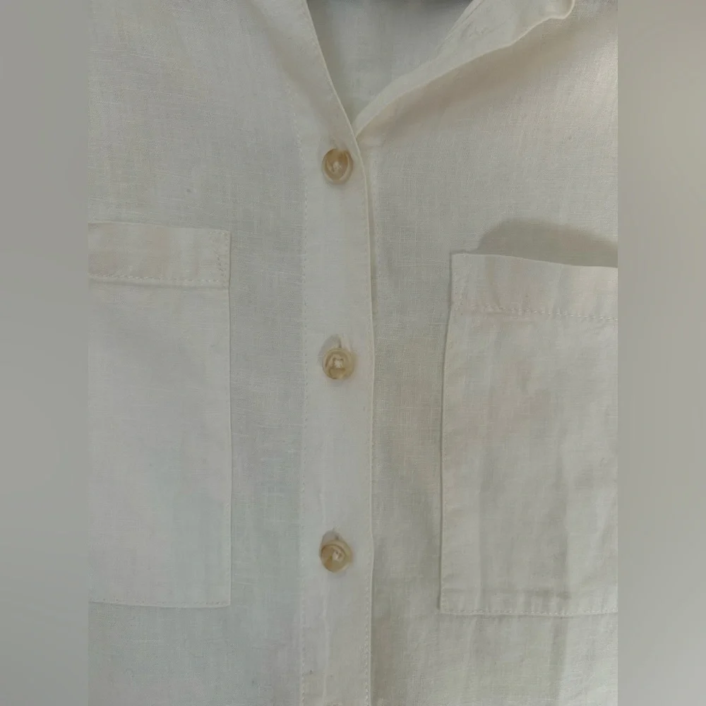 Pilcro & The Letterpress Anthropologie White Button Long Sleeve Blouse Small - Picture 2 of 7